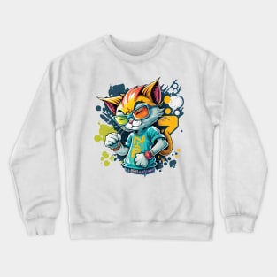 Cool Cat Graffiti Style Crewneck Sweatshirt